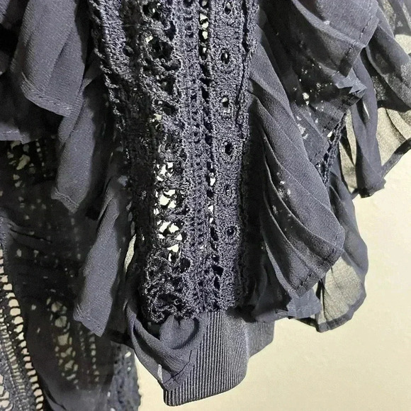 James Ascher Black Frill Sweater Fashion Crochet Open Knit Size Approx S/M - Picture 7 of 7